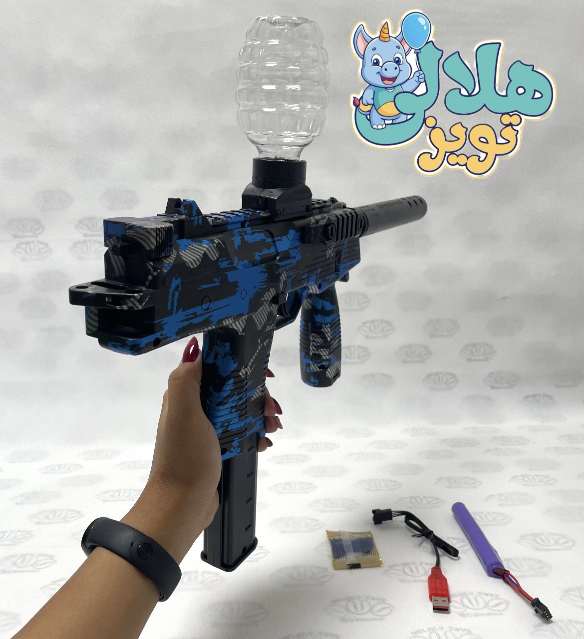 تفنگ شارژی تیر ژلهای MP9 رنگ آبی